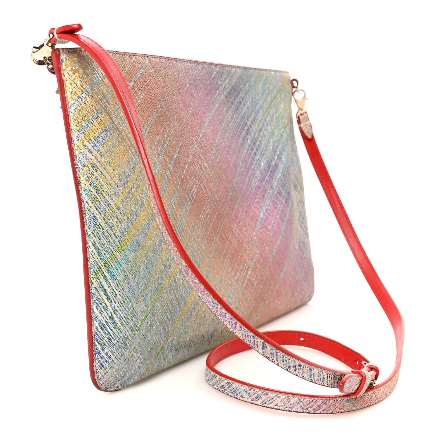 Metallic Suede Unicorn Studded Loubiclutch Multicolor