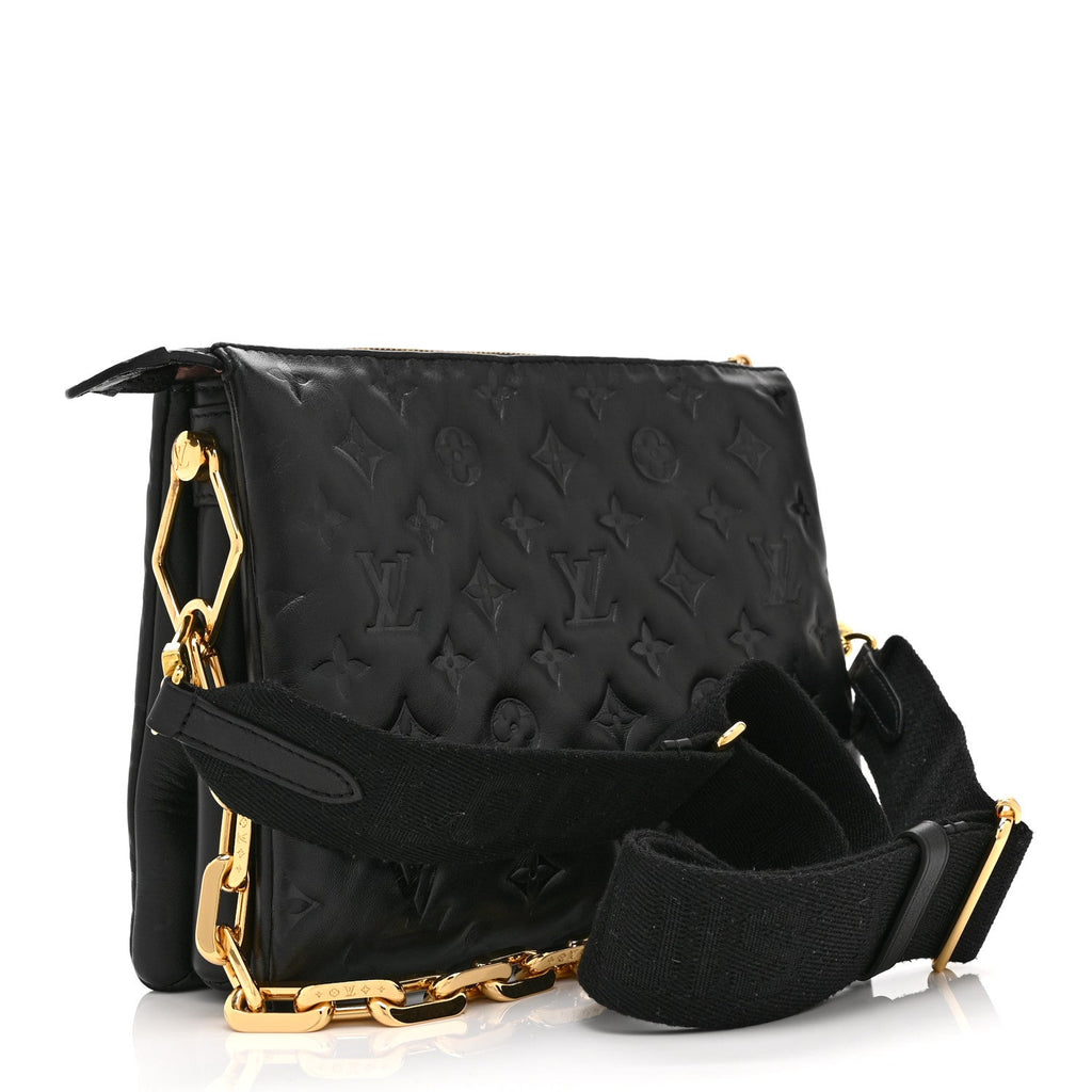 Lambskin Embossed Monogram Coussin PM Black