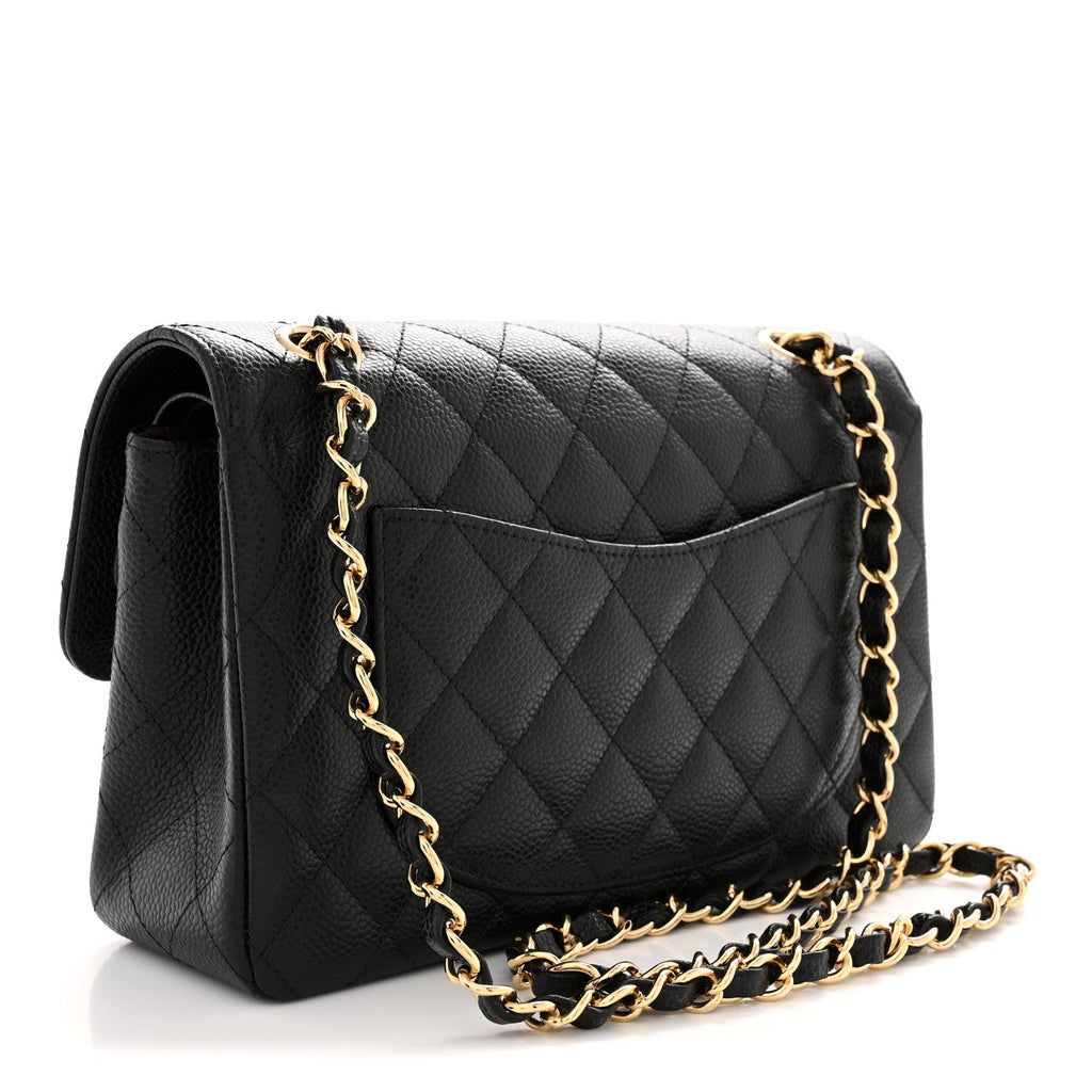Caviar Quilted Small Double Flap Black