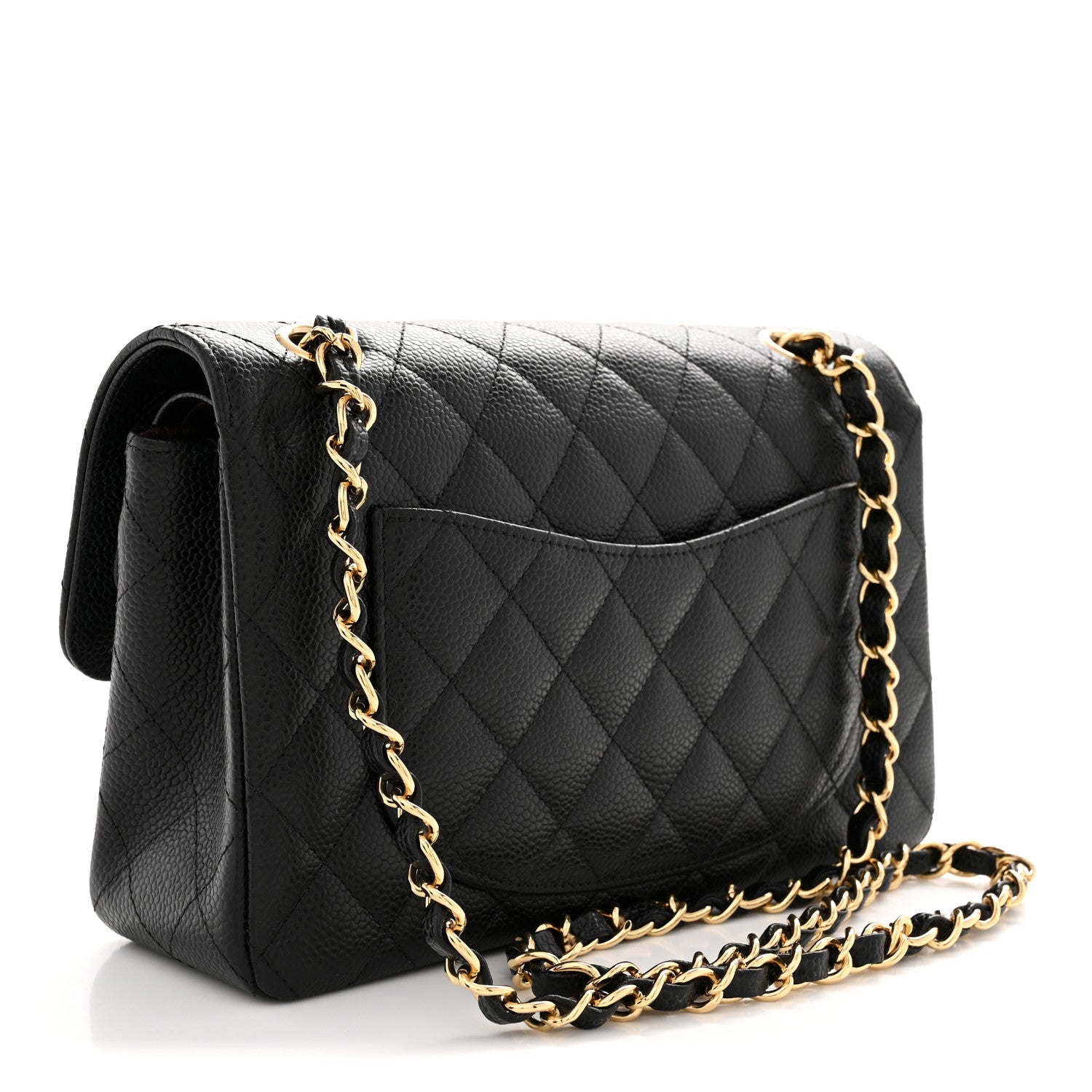 Caviar Quilted Small Double Flap Black