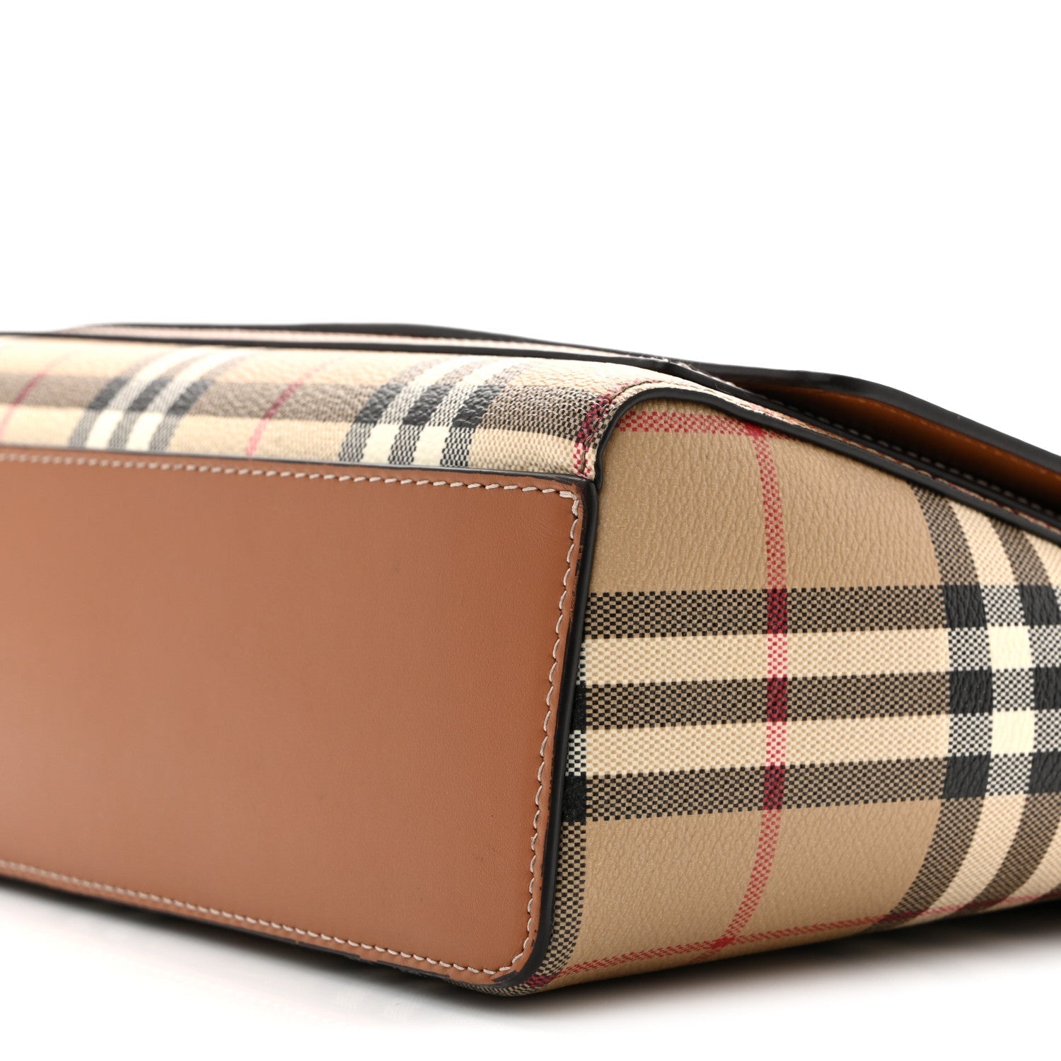 Coated Canvas Calfskin Vintage Check Medium Note Crossbody Bag Briar Brown