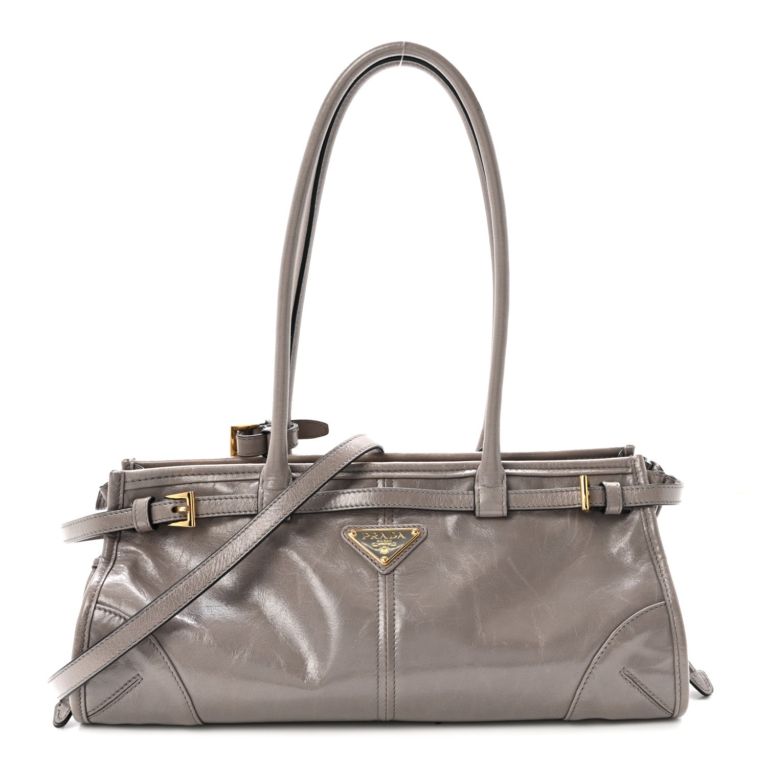 Glossy Calfskin Triangle Medium Bonnie Shoulder Bag Peltro