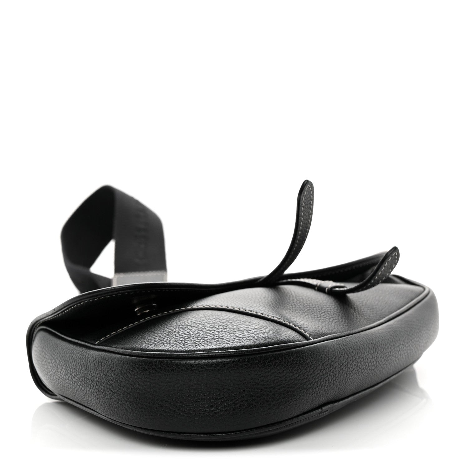 Grained Calfskin Mens Saddle Bag Black