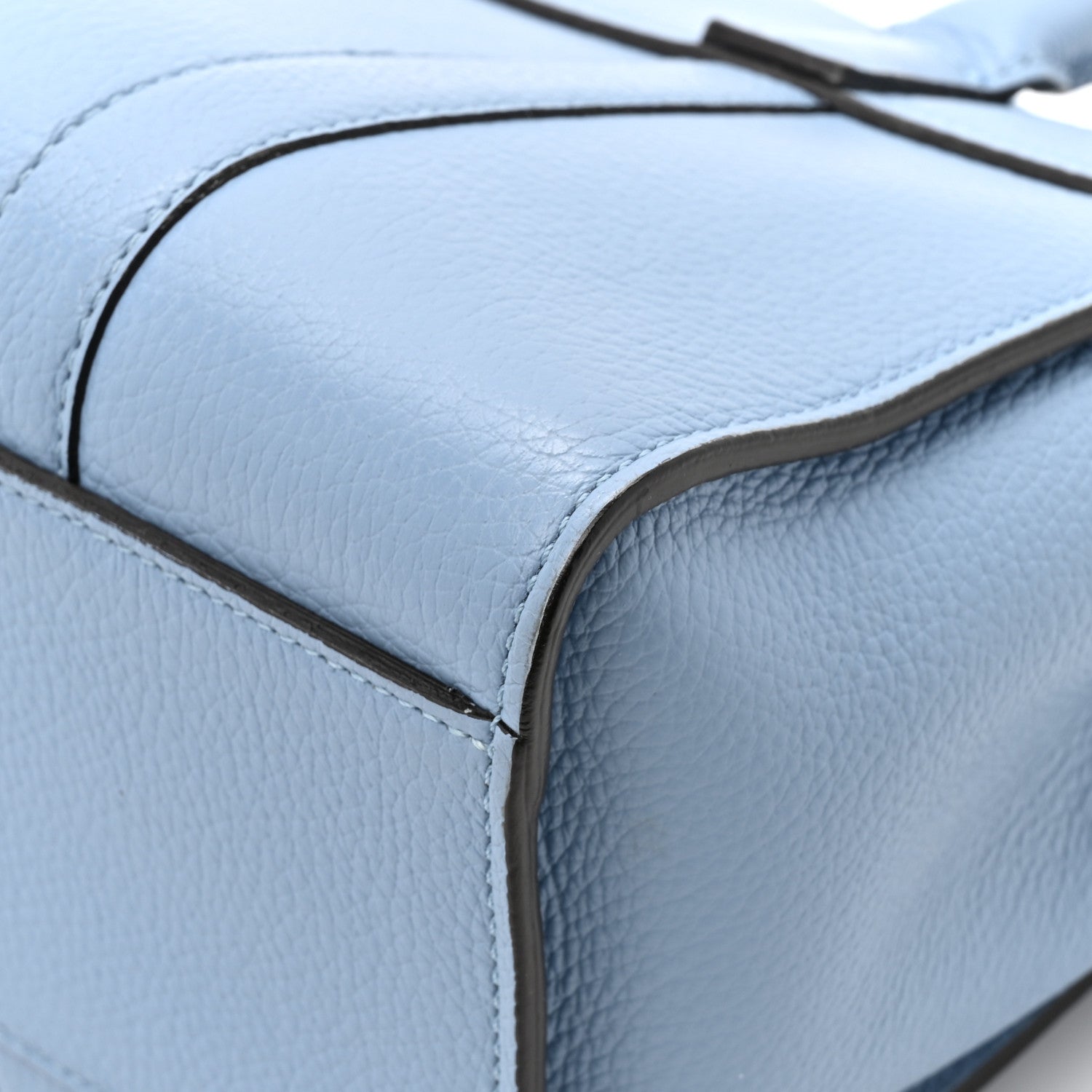 Classic Grain Calfskin Small Bayswater Porcelain Blue