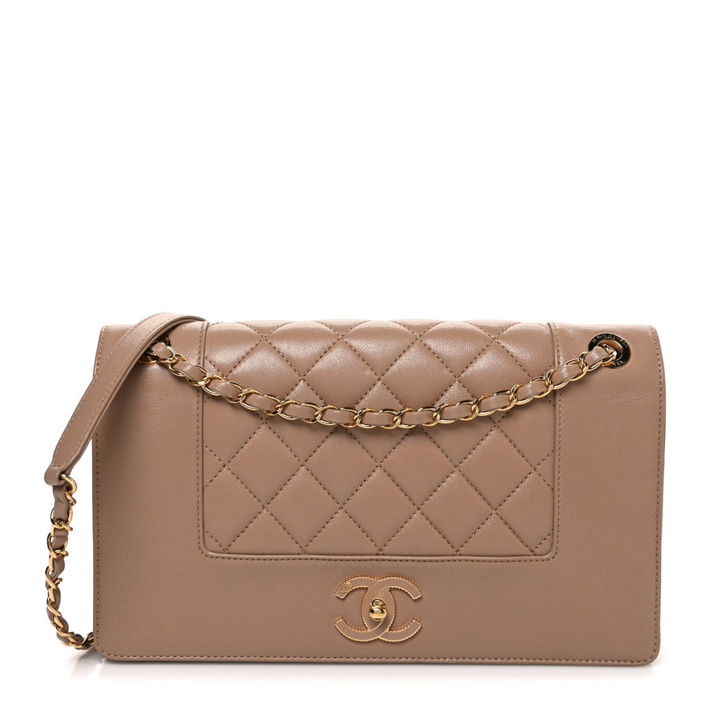Sheepskin Quilted Vintage Mademoiselle Flap Beige