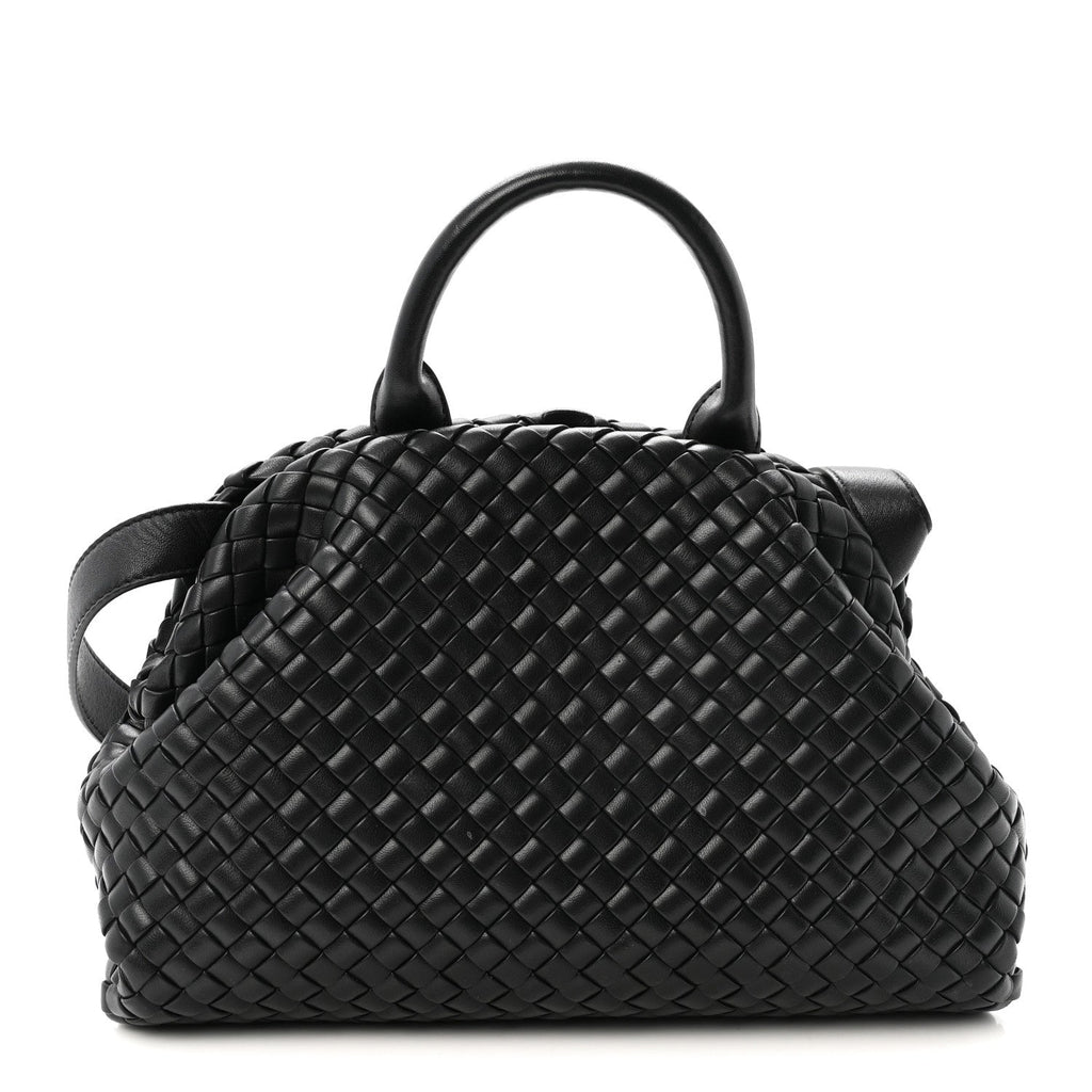 Nappa Intrecciato Padded Small The Top Handle Tote Bag Black