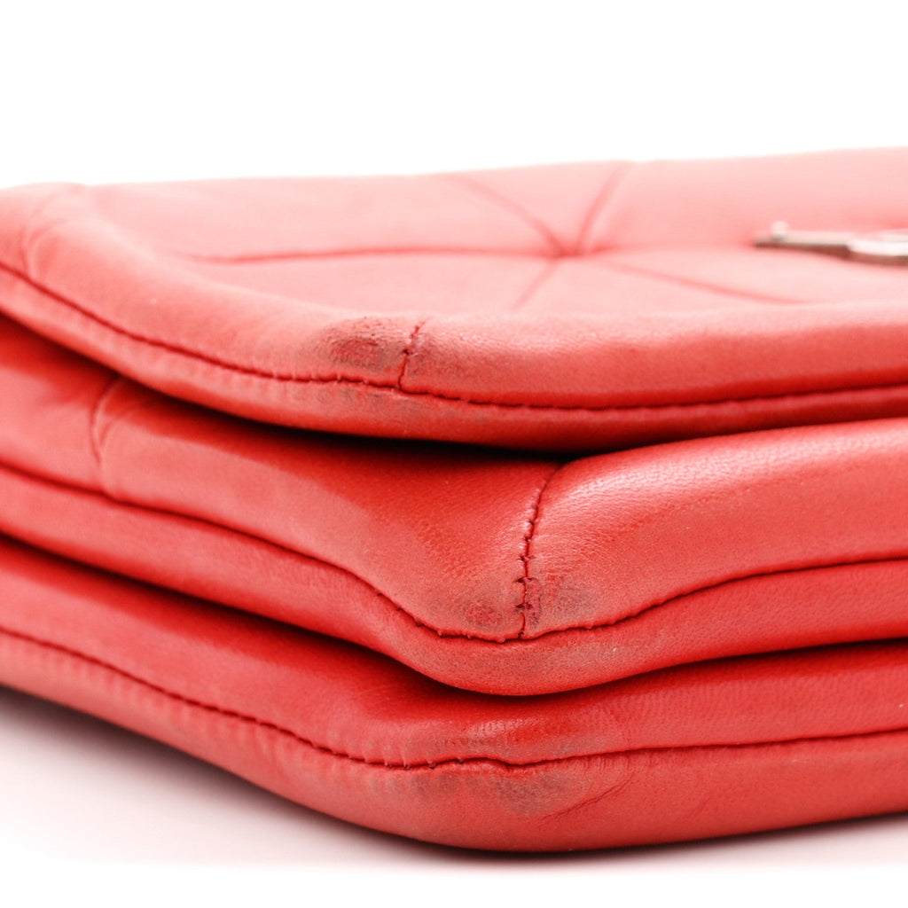 Lambskin Patchwork Monogram Jamie Chain Wallet Red