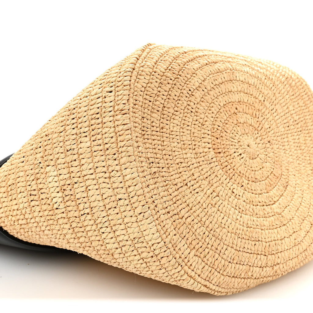 Raffia Calfskin Basket Bag Natural Black
