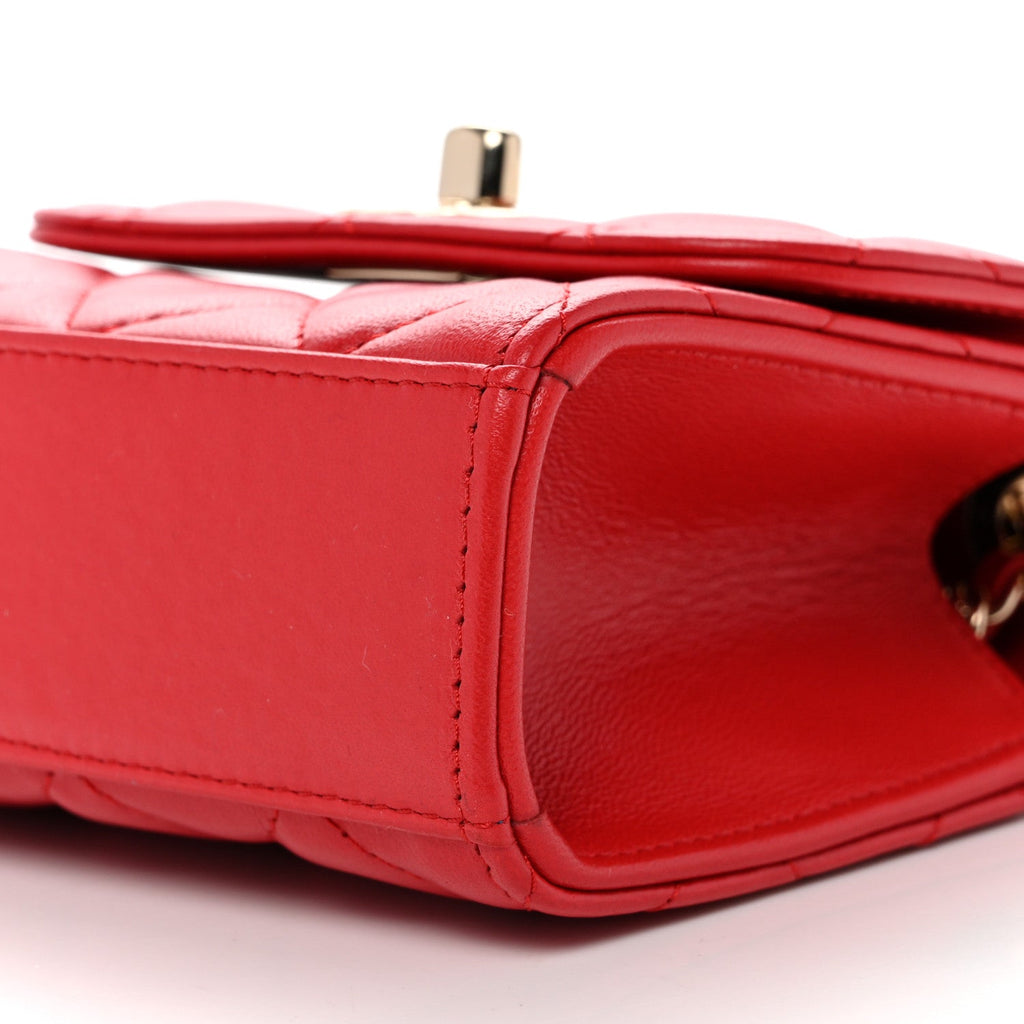 Lambskin Quilted Mini Trendy CC Clutch With Chain Red