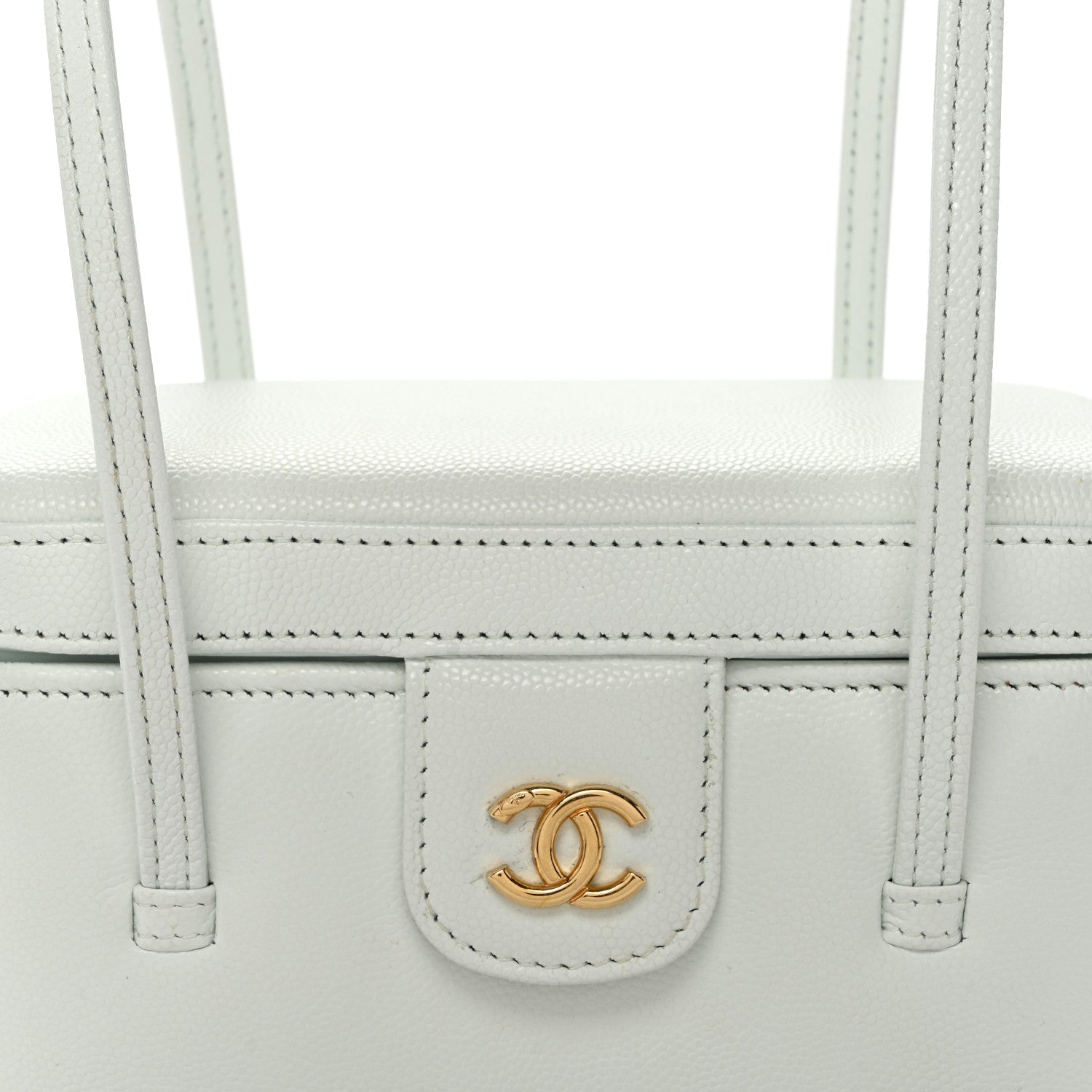 Shiny Caviar Preppy Coco Long Vanity With Strap Light Purple Light Blue