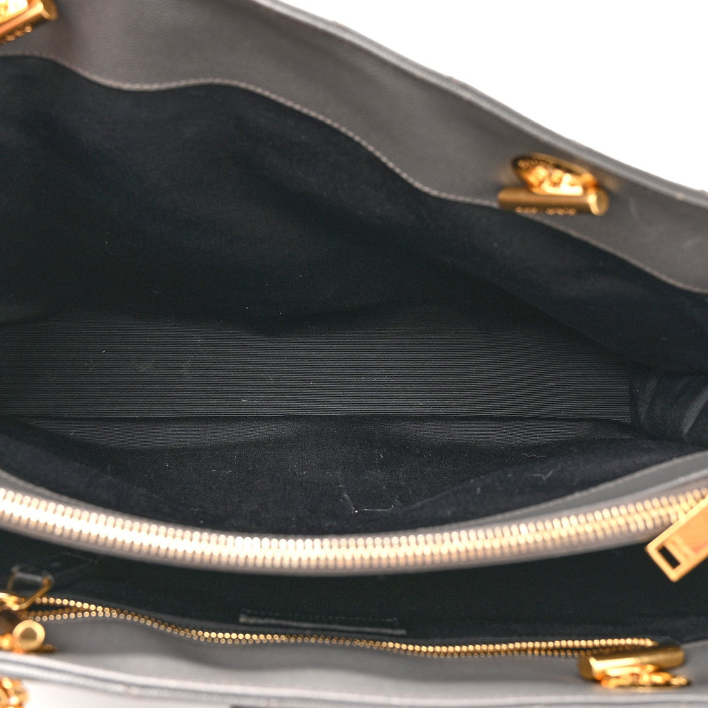 Grain De Poudre Matelasse Chevron Monogram Shopping Bag Fog