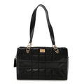 Caviar Stitched Chocolate Bar Shopping Tote Black