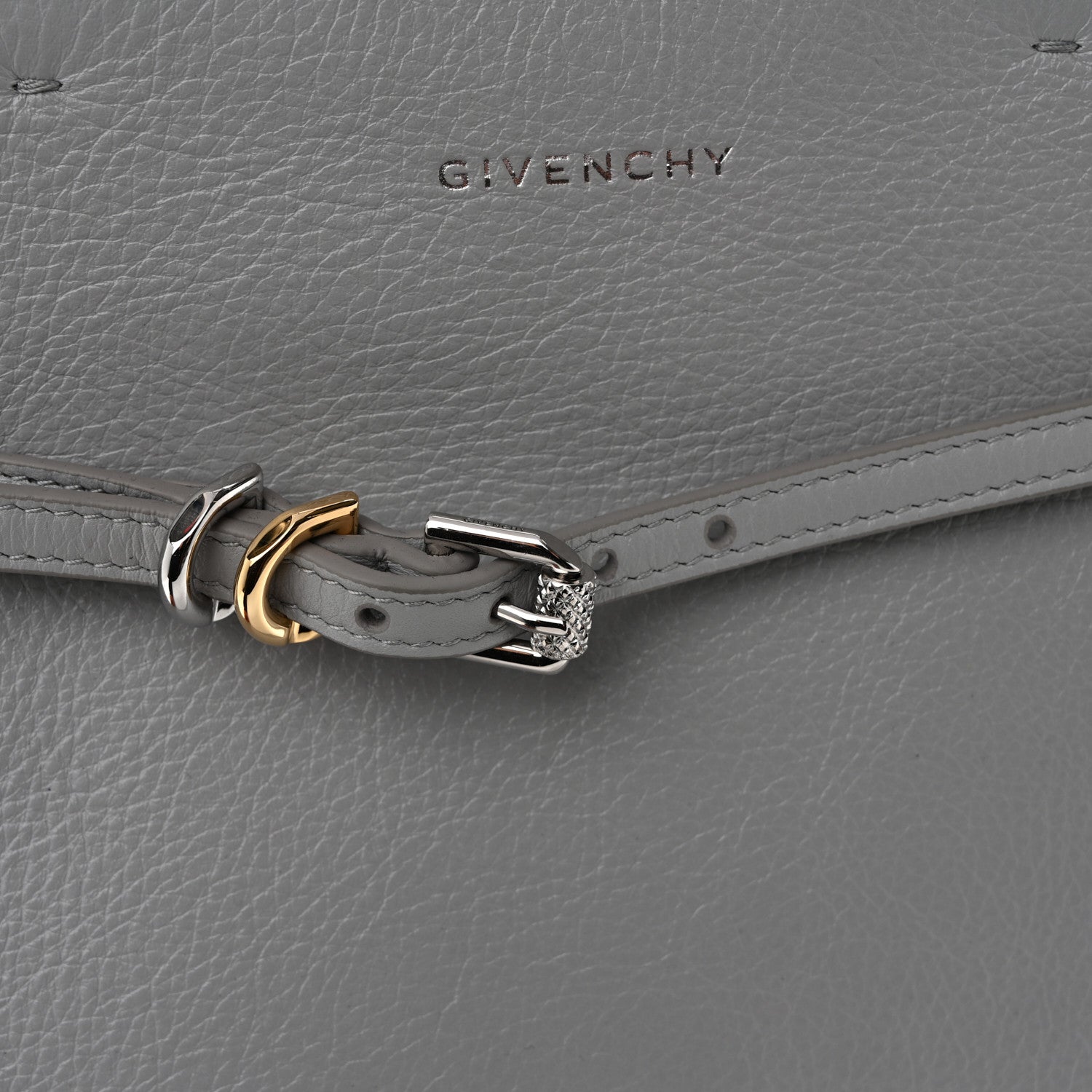 Calfskin Voyou Small North South Tote  Light Grey