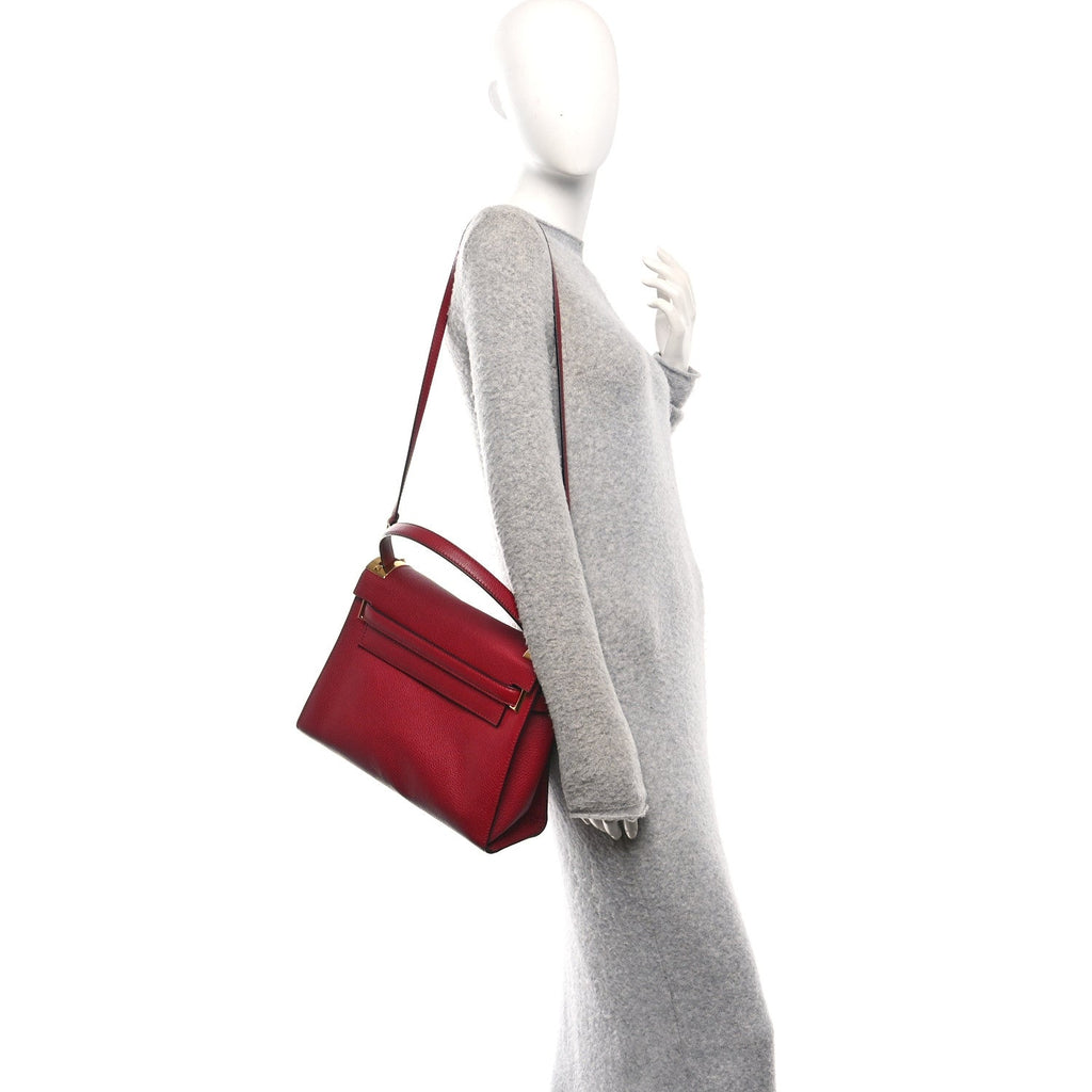 Grained Calfskin Medium My Rockstud Frame Bag Rosso Valentino