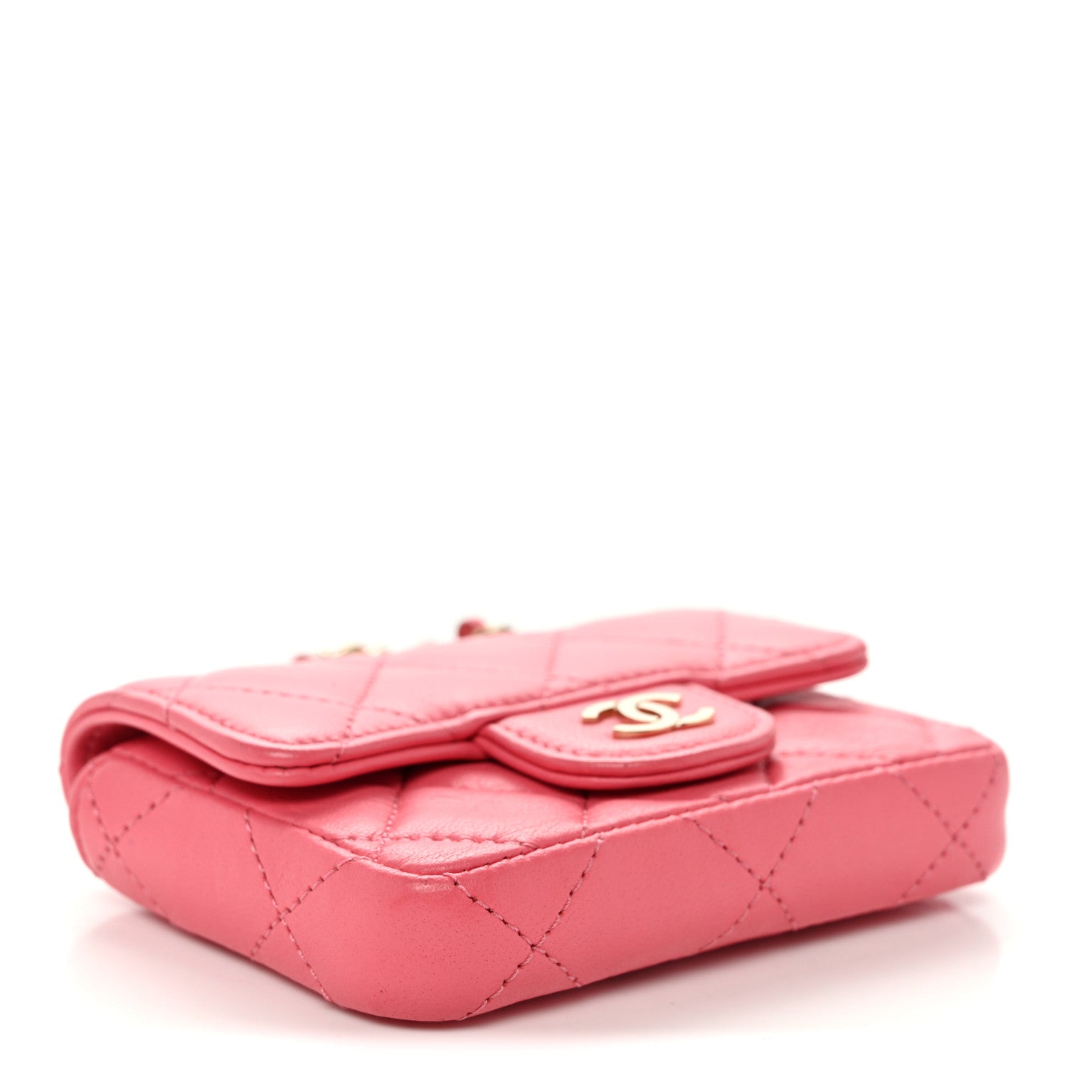 Lambskin Quilted Mini Chain Belt Bag Pink