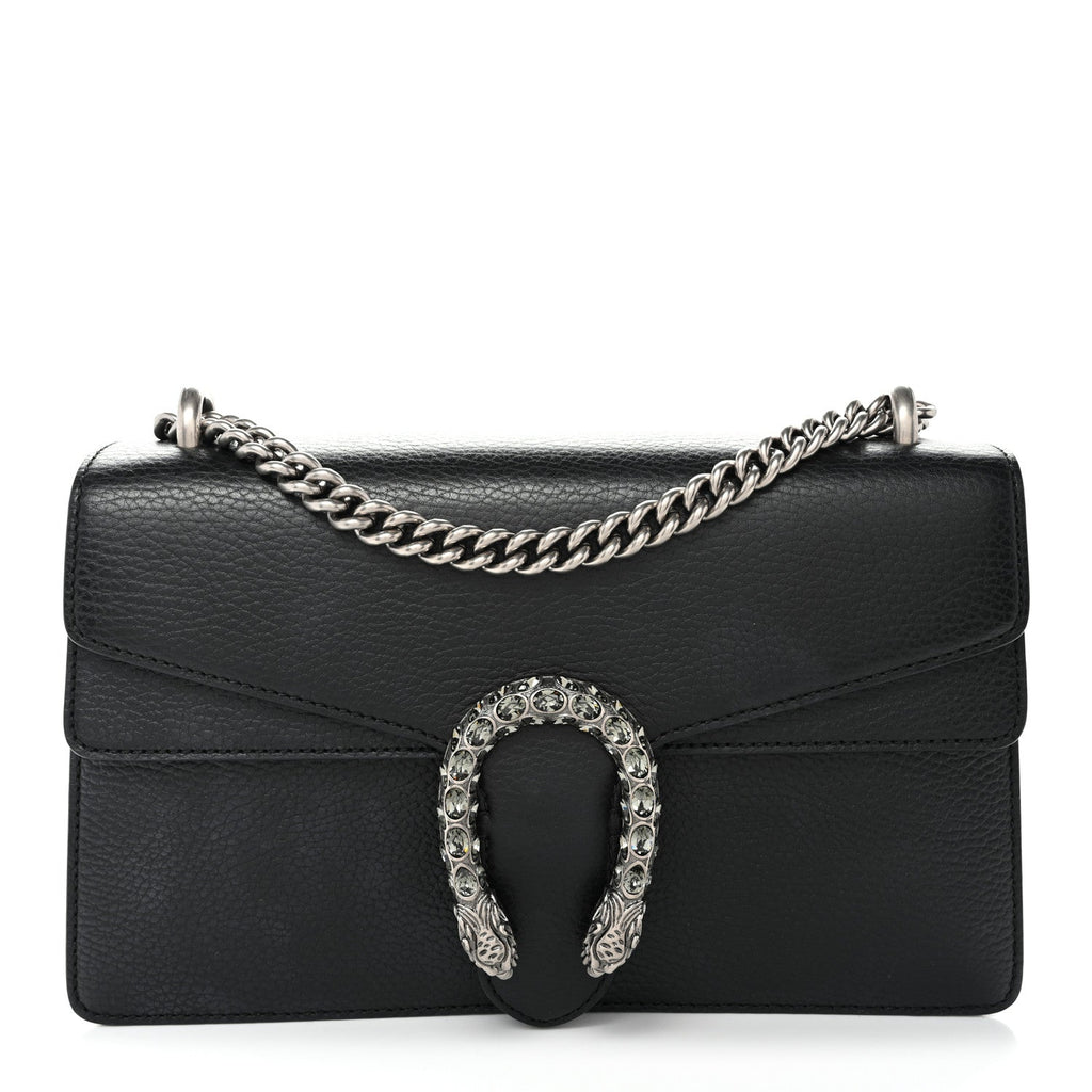 Pebbled Calfskin Small Dionysus Shoulder Bag Black