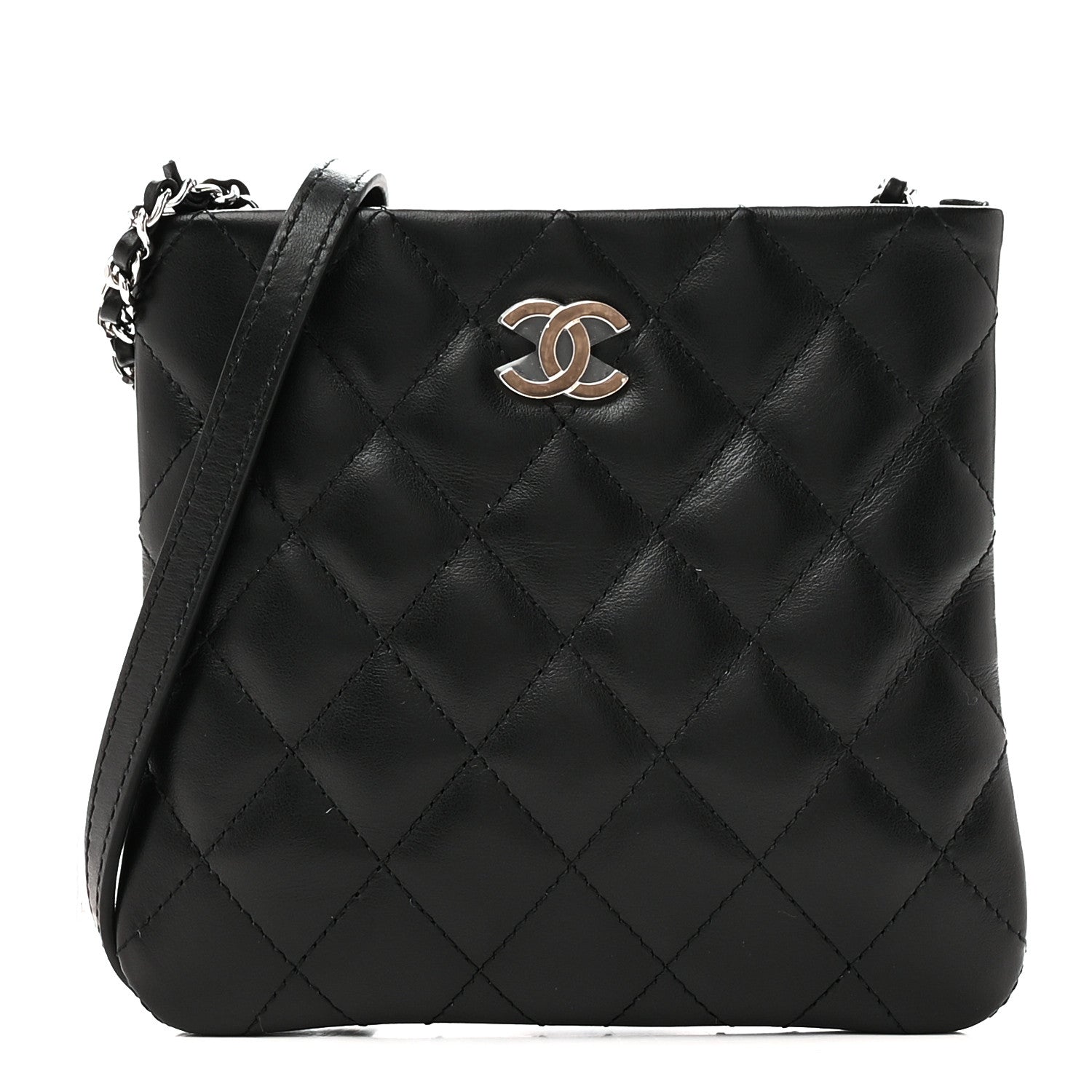 Lambskin Quilted Crossbody Bag Black