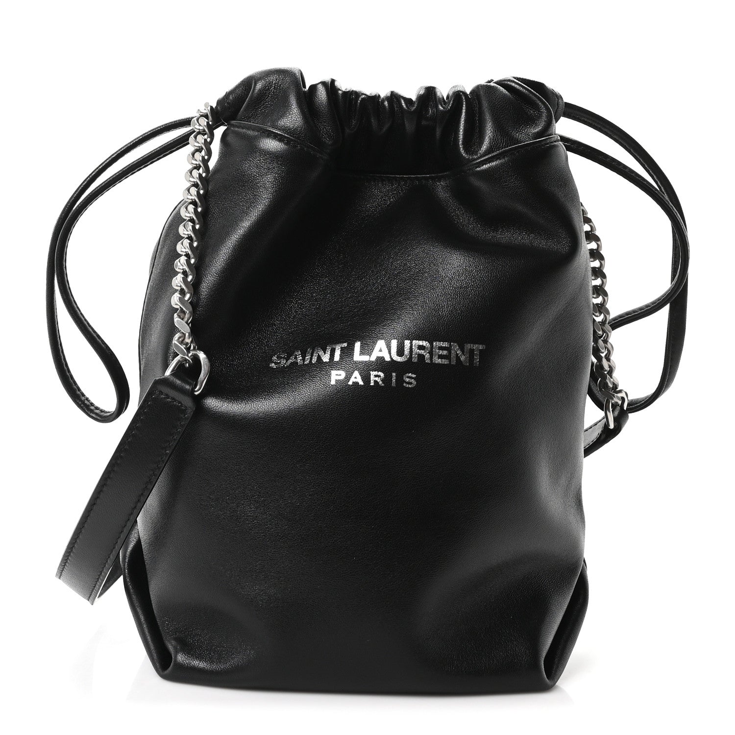 Lambskin Small Teddy Bucket Bag Black