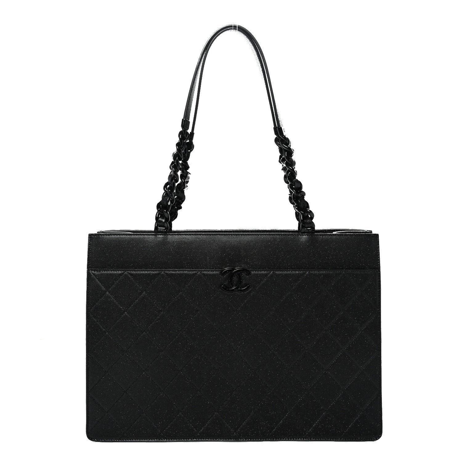 Caviar Quilted My Everything Large Shopping Tote Black