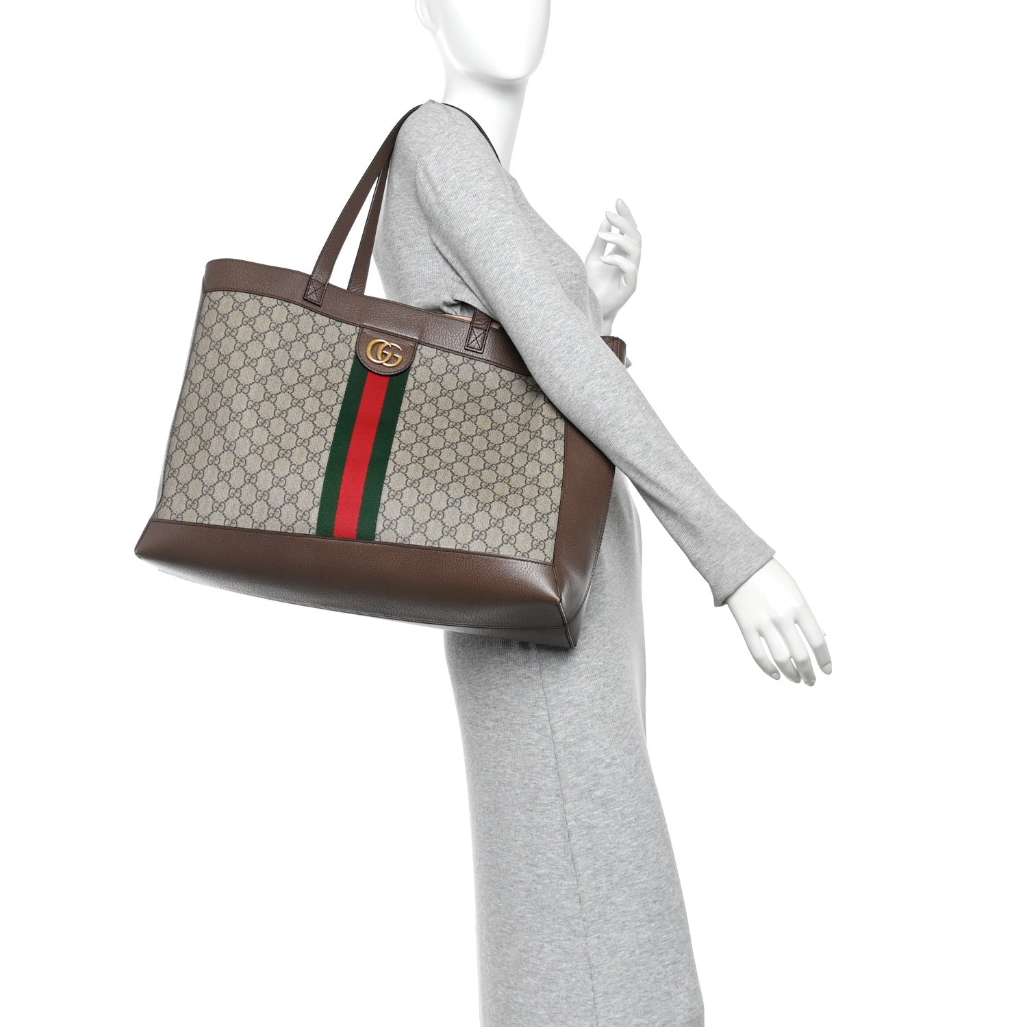 Gg Supreme Monogram Web Ophidia Tote Brown