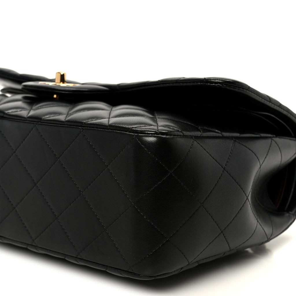 Lambskin Quilted Jumbo Double Flap Black