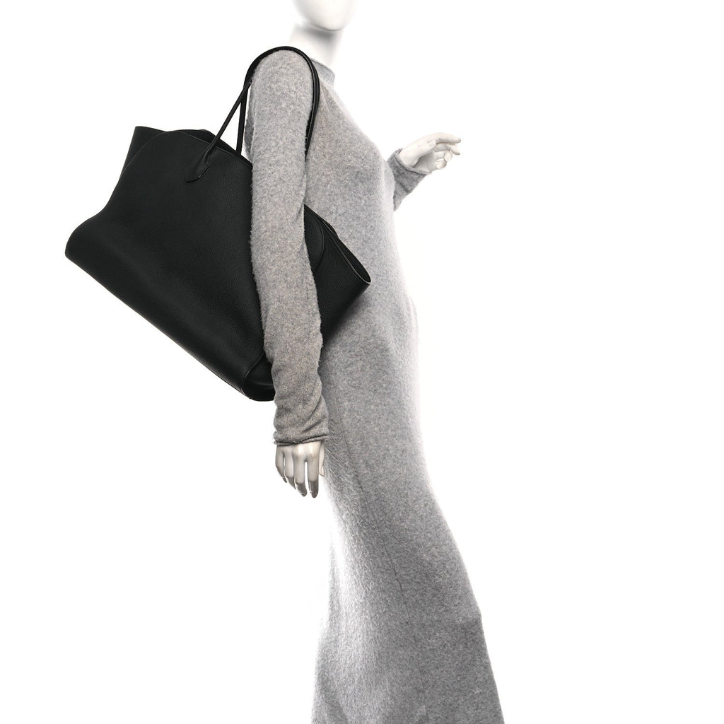 Matte Grained Calfskin Marlo Tote Black