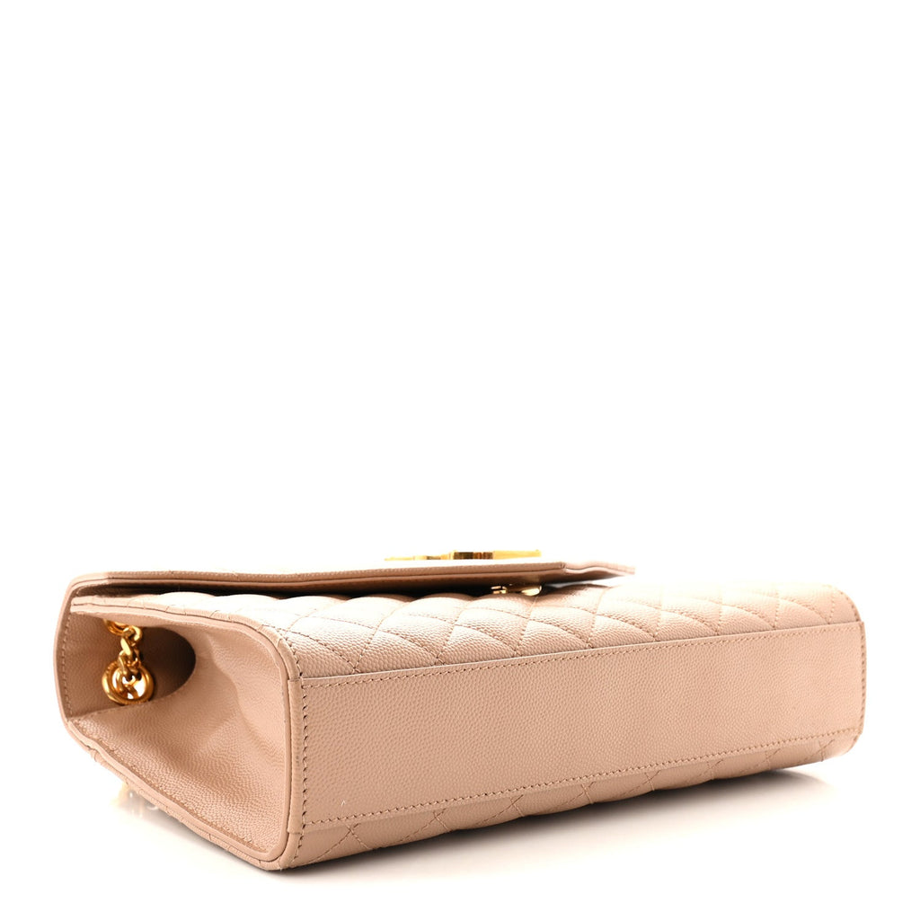 Grain De Poudre Textured Mixed Matelasse Medium Triquilt Monogram Satchel New Nude
