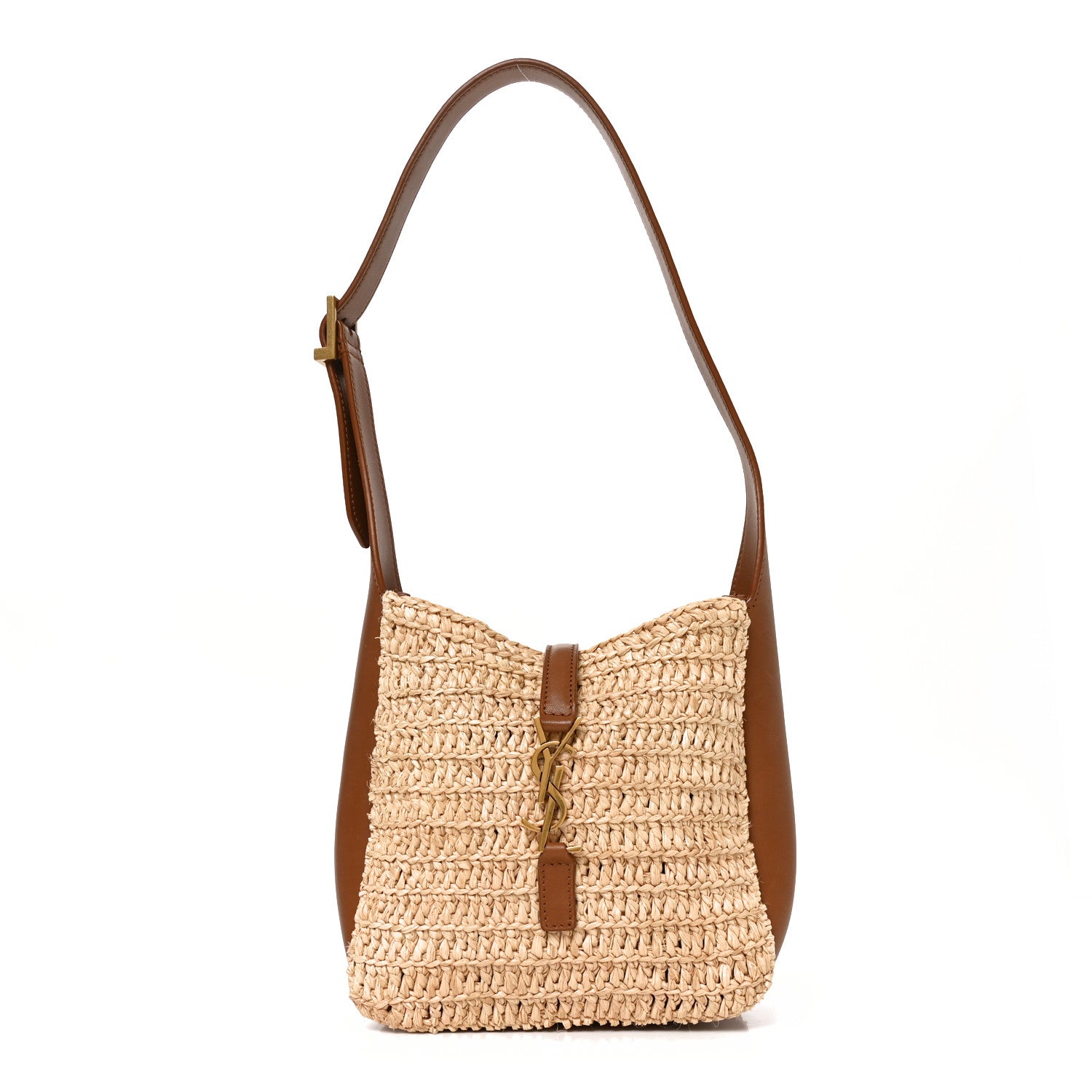 Raffia Calfskin Le 5 A 7 Baby Hobo Natural Brick