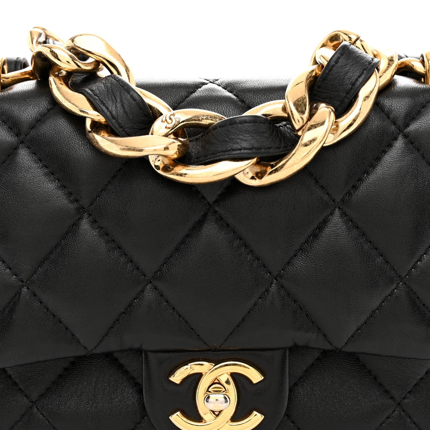 Lambskin Quilted Small Funky Town Flap Black
