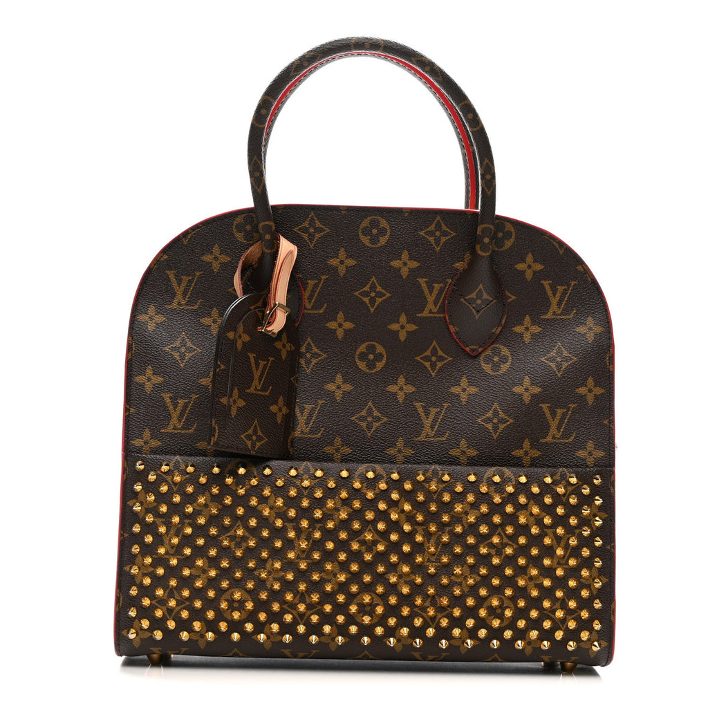 Monogram Calf Hair Spikes Iconoclasts Christian Louboutin Tote Red