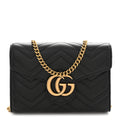 Calfskin Matelasse GG Marmont Chain Wallet Black