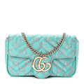 Canvas Lame GG Monogram Super Mini GG Marmont Shoulder Bag Turquoise Multicolor