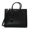 Calfskin Crocodile Embossed Small Sac de Jour Black
