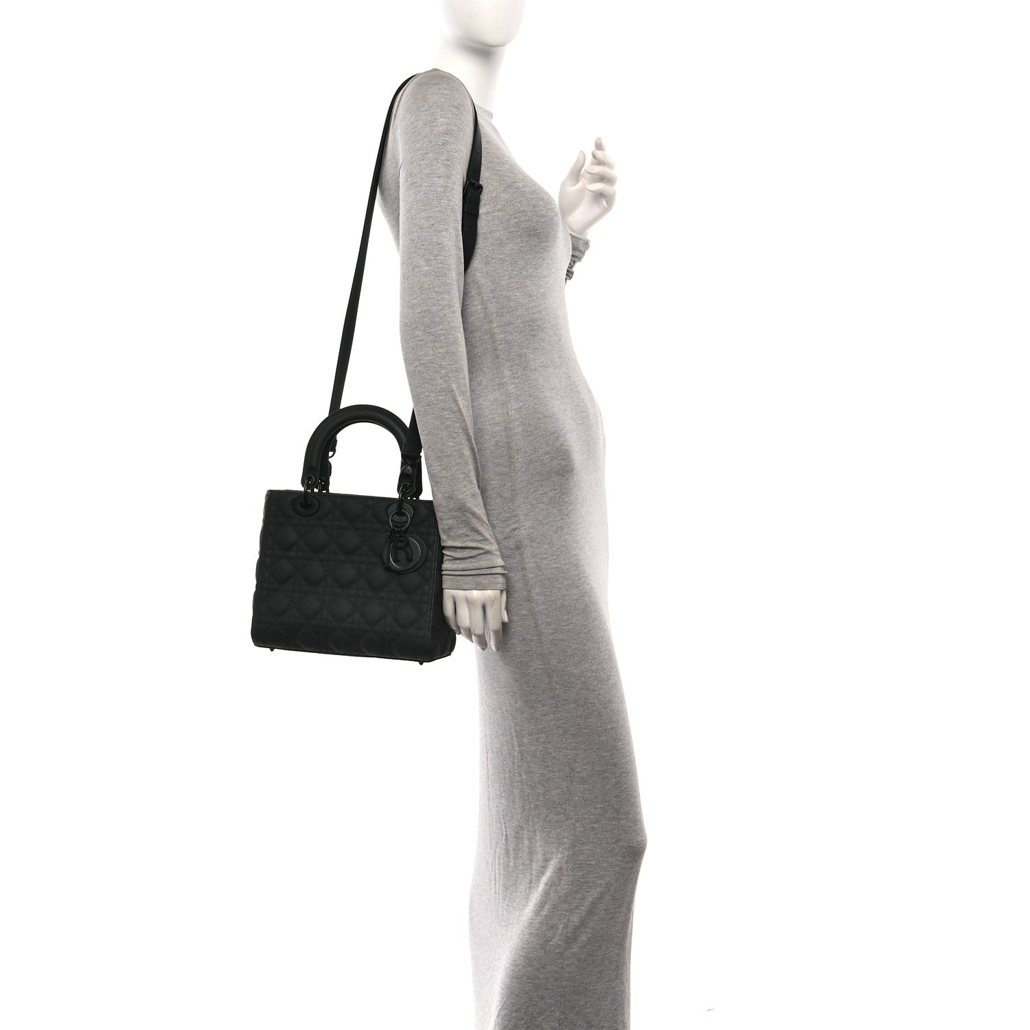 Ultra Matte Calfskin Cannage Medium Lady Dior Black