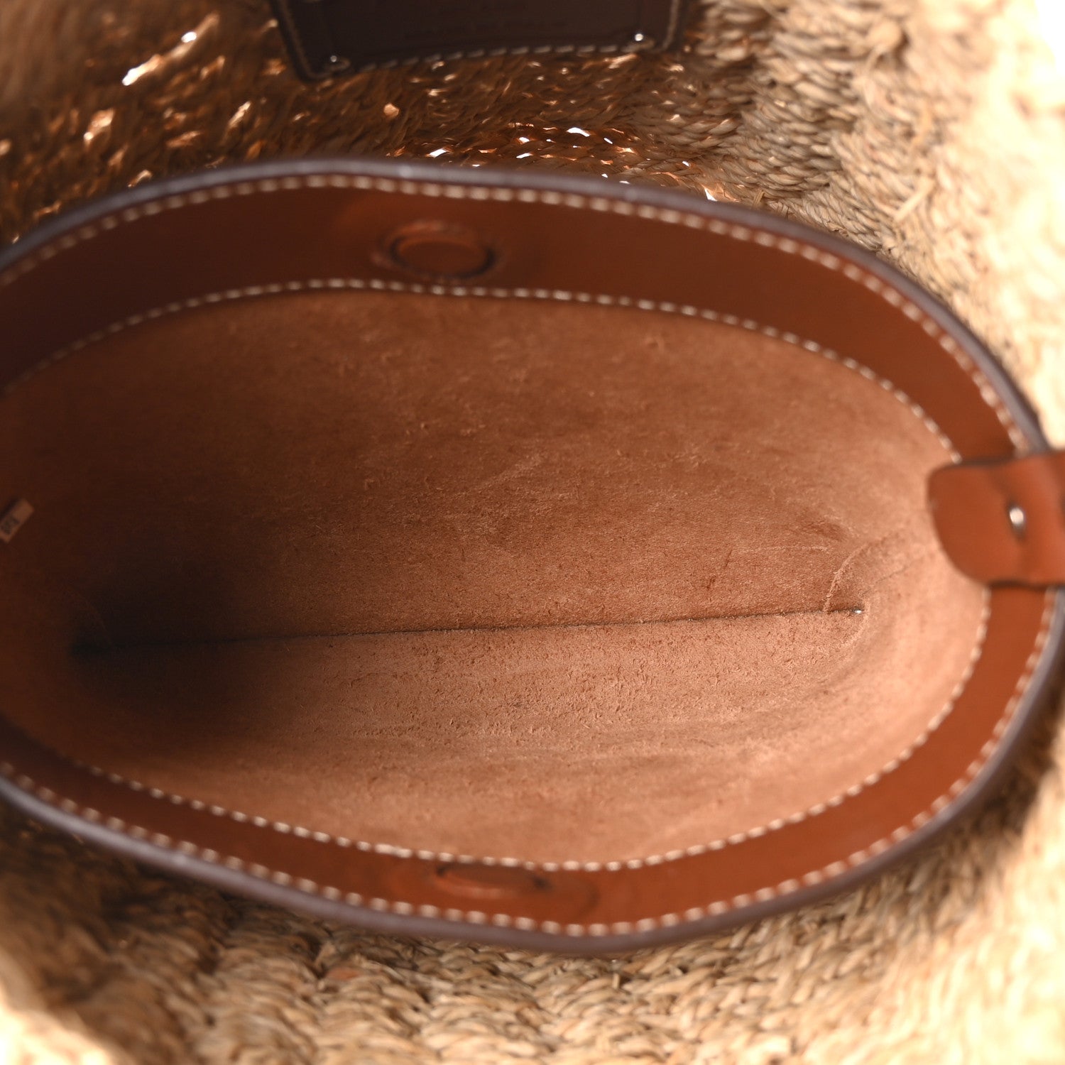 Paglia Vitello Woven Braided Bucket Bag Naturale Cognac