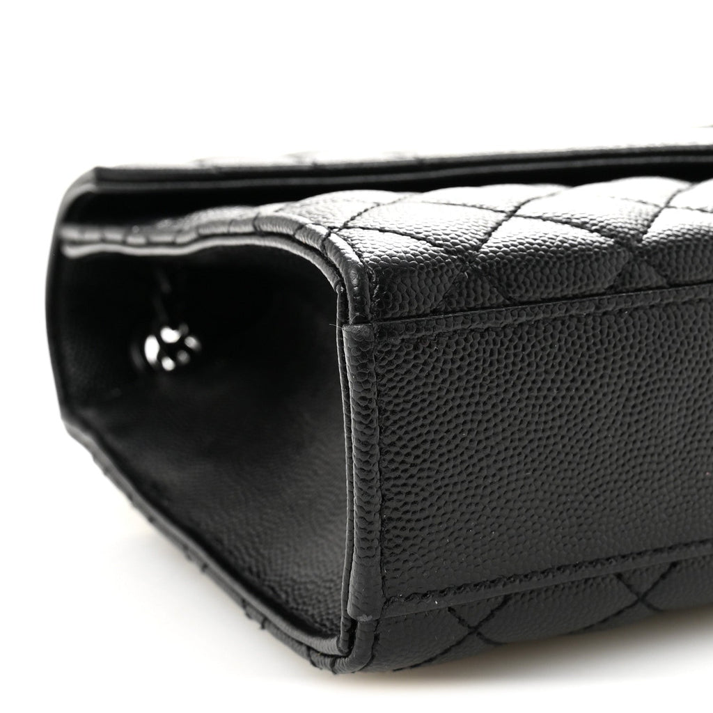 Grain De Poudre Textured Mixed Matelasse Triquilt Medium Monogram Monochrome Satchel Black Black