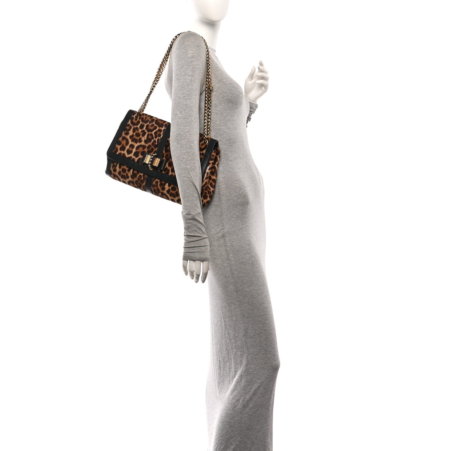 Pony Hair Leopard Print Sweet Charity Shoulder Bag Black