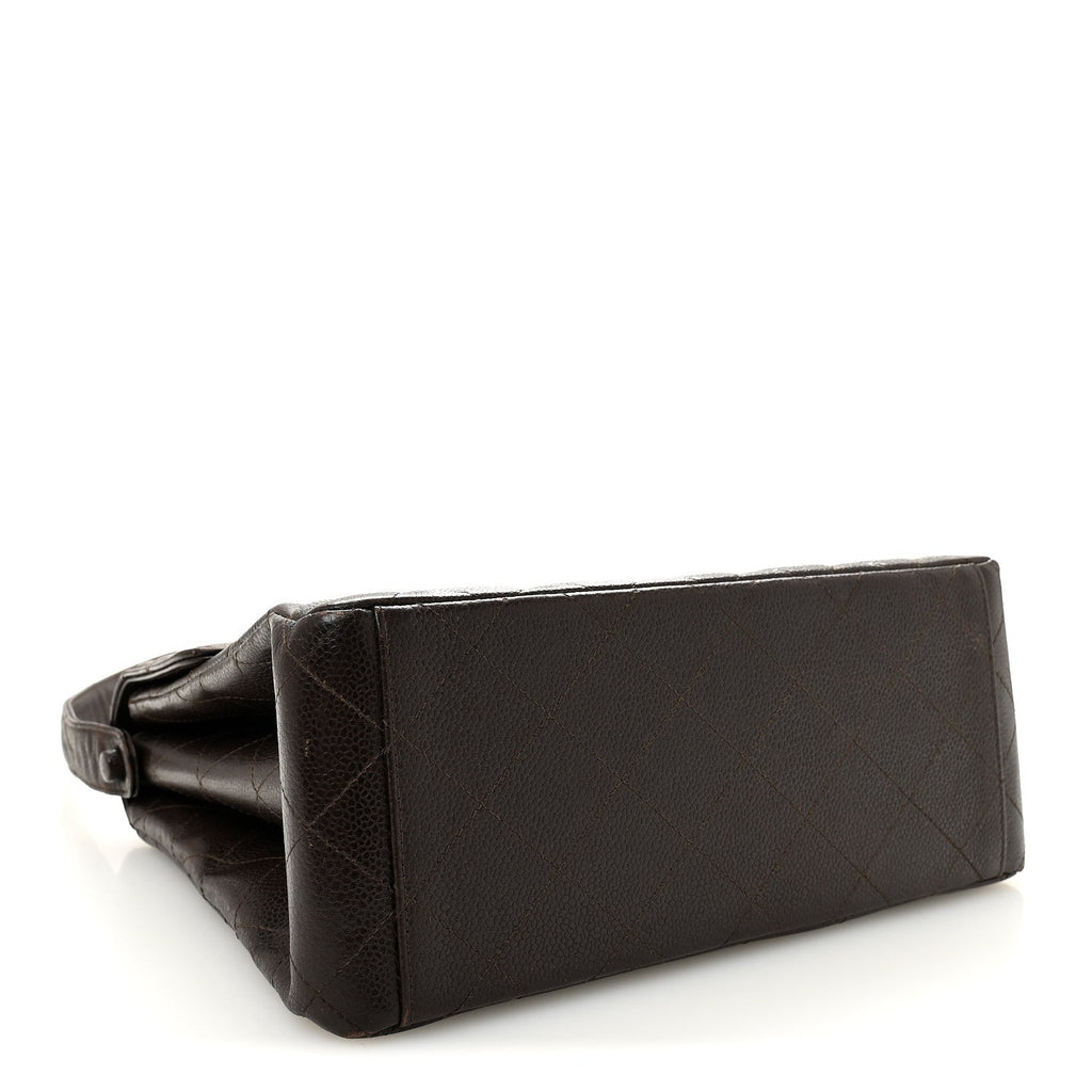 Caviar Quilted Medium Kelly Flap Brown