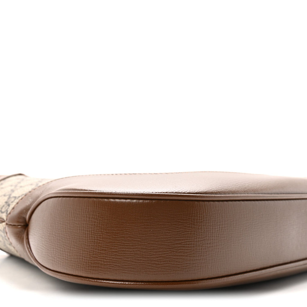 GG Supreme Monogram Azalea Calfskin Web Medium Jackie 1961 Hobo Beige Ebony Brown Sugar