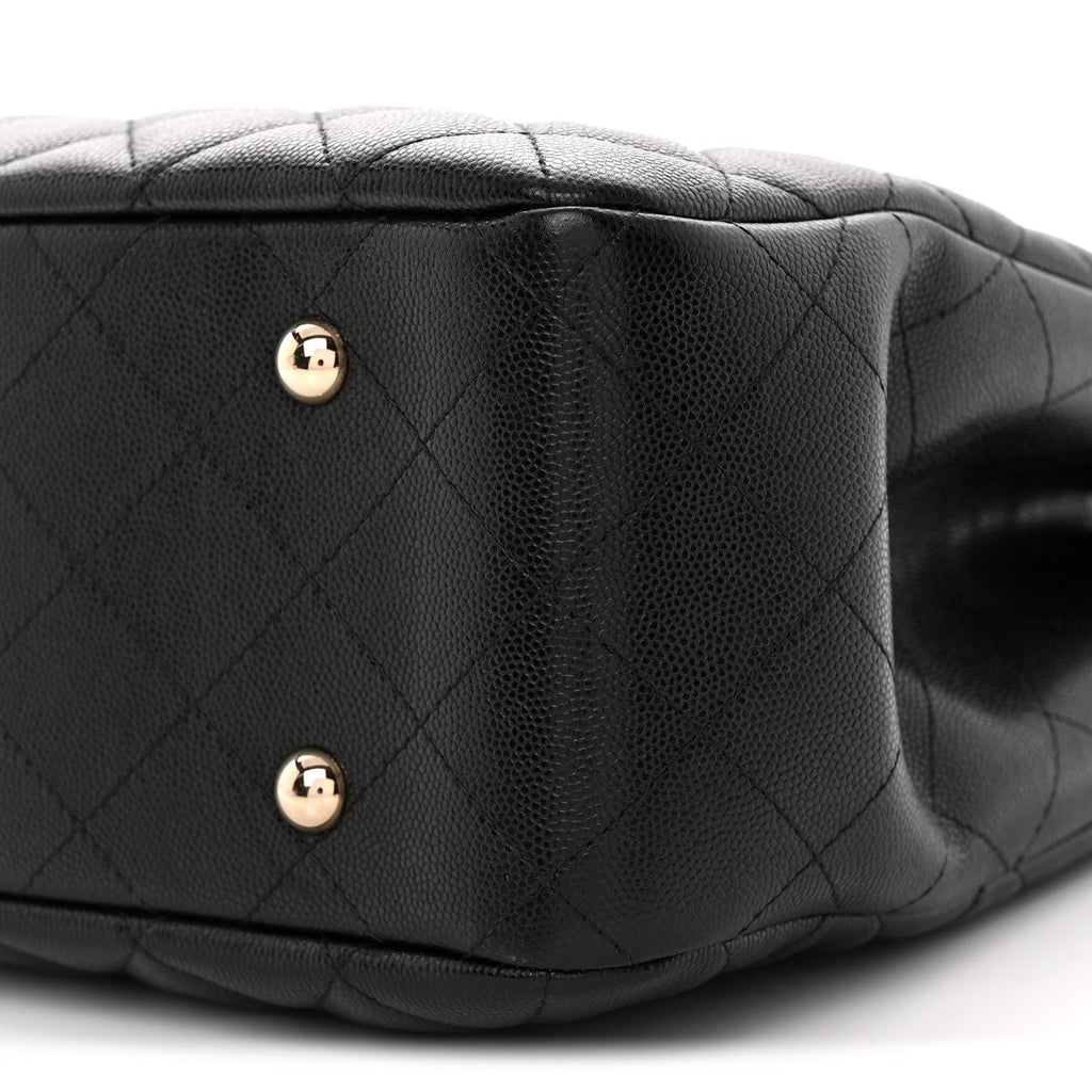 Caviar Quilted Large Shopping Tote Black