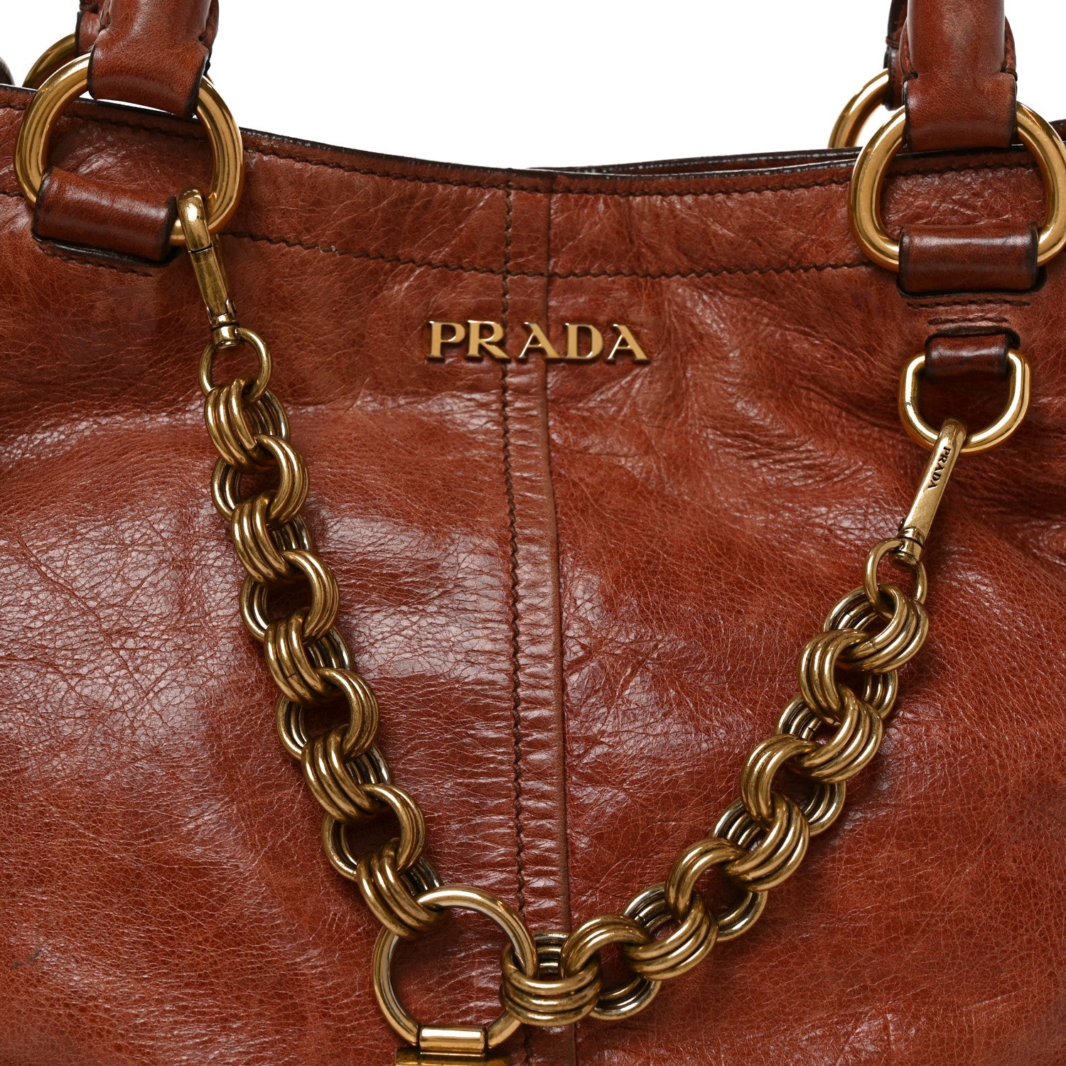 Vitello Shine Chain Tote Antico