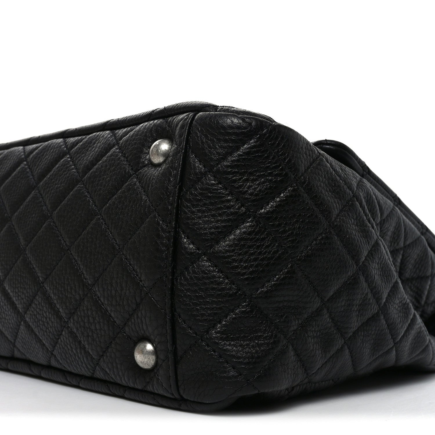 Grained Calfskin Quilted XXL Travel Flap Bag Black