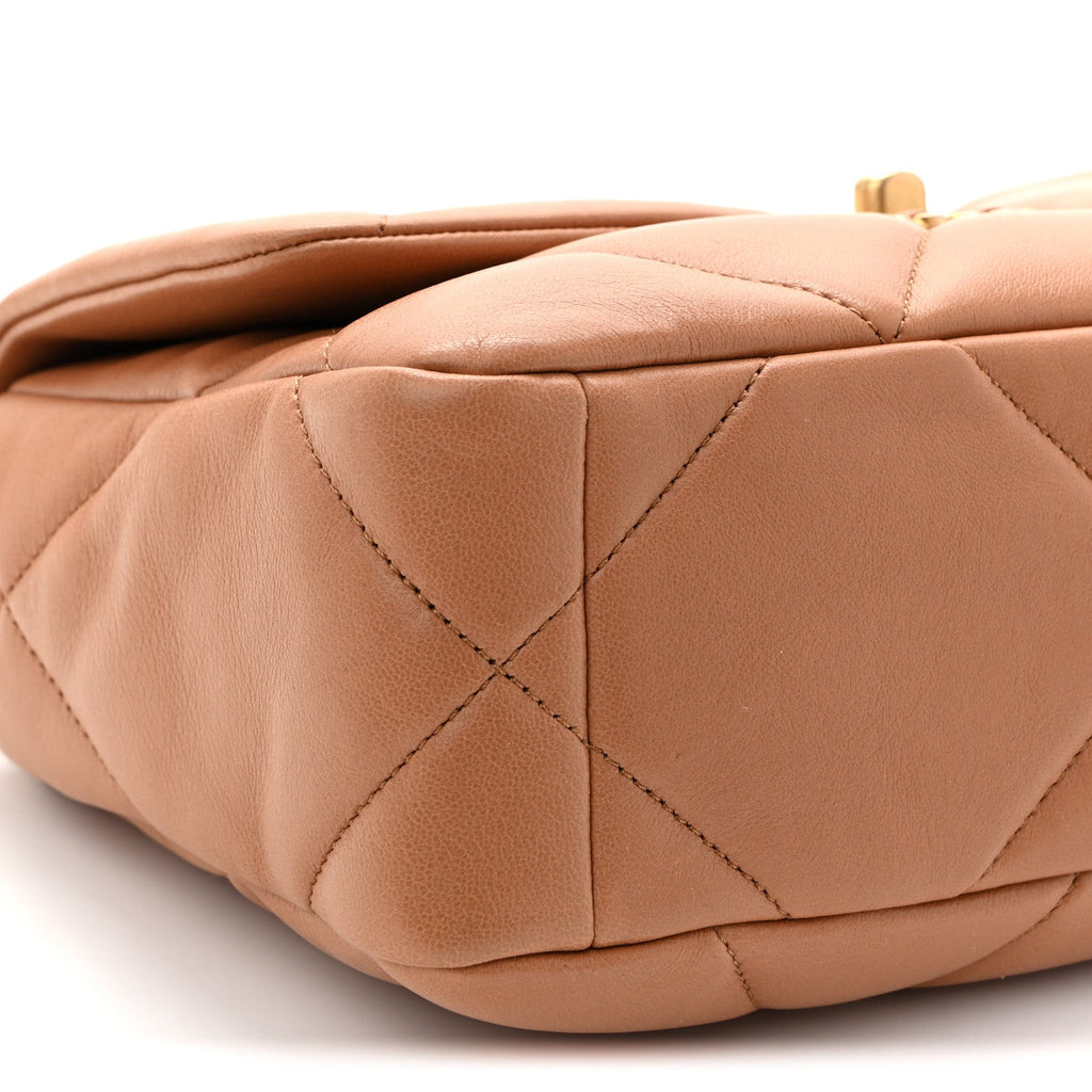 Lambskin Quilted Medium Chanel 19 Flap Brown