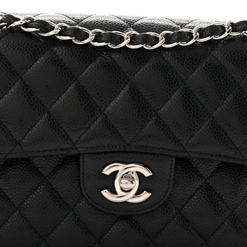 Caviar Quilted Small Double Flap Black