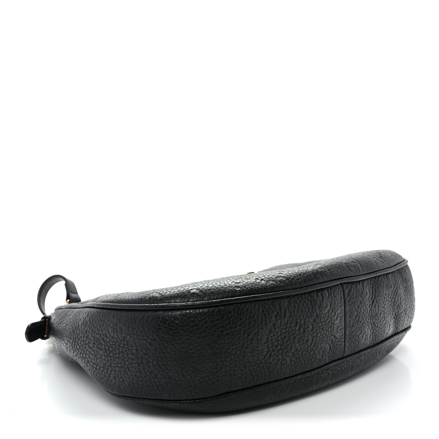 GG Grainy Calfskin Emblem Large Half Moon Shoulder Bag Black