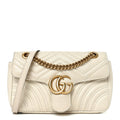 Calfskin Matelasse Small GG Marmont Shoulder Bag White