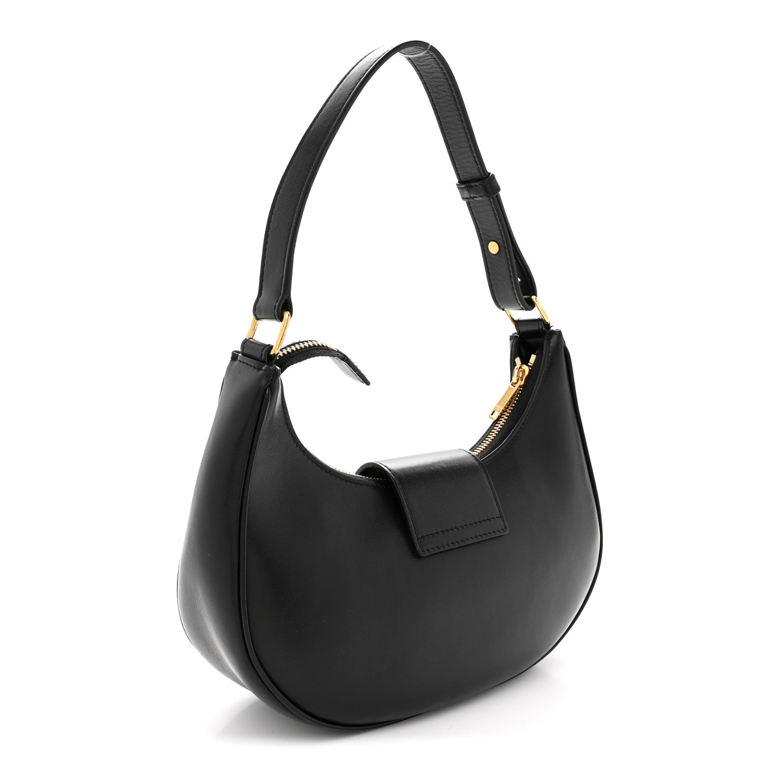 Smooth Calfskin Medium Strap Ava Triomphe Shoulder Bag Black