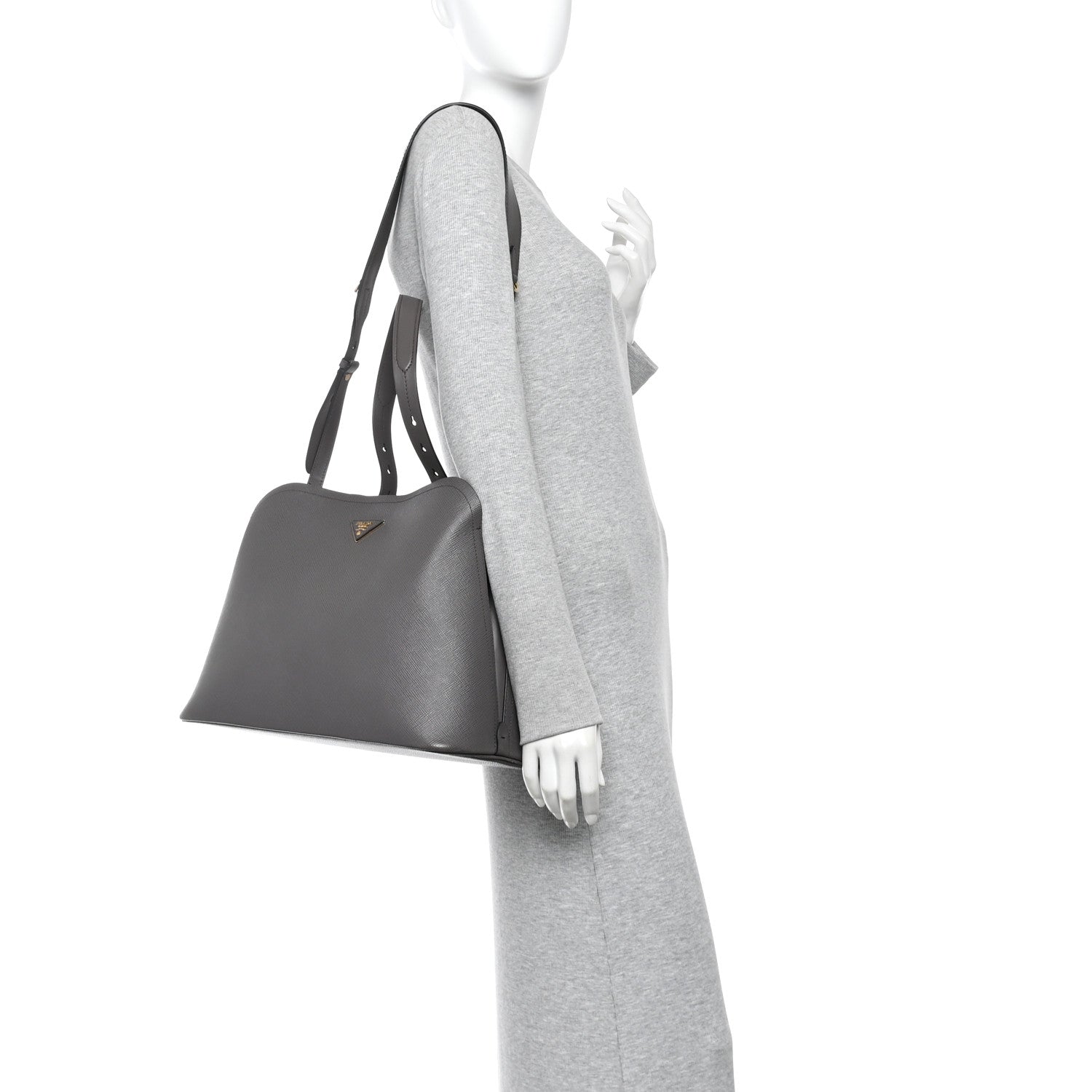 Saffiano Cuir Calfskin Matinee Tote Fumo Black