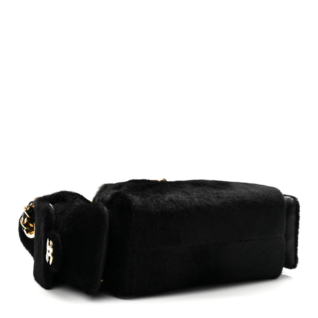 Pony Hair Mini Chanel 25 Handbag Dark Khaki Black