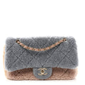 Shearling Sheepskin Single Flap Gray Pink Beige